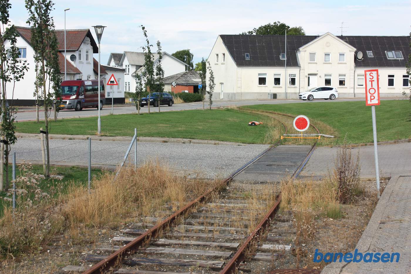 Nærbillede af havnebanens udløb fra stationen Nærbillede af havnebanens udløb fra stationen