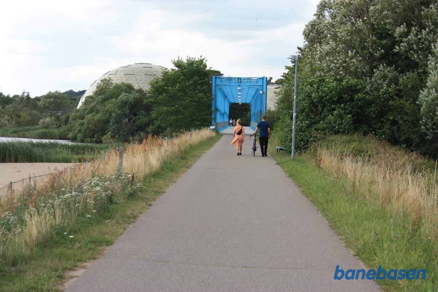 Randers - Grenå banens bro over Gudenåen set fra Grenå mod Randers station