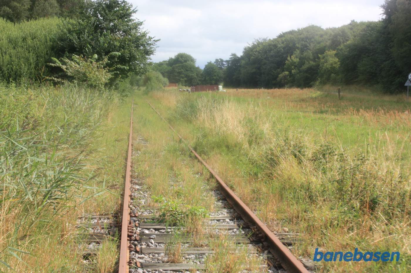 Banen følger skrænterne i ådalen, vejen til højre ligeså Banen følger skrænterne i ådalen, vejen til højre ligeså