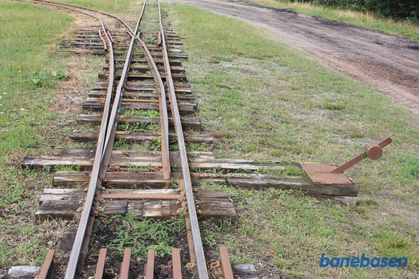 Nærbillede af sporskiftet