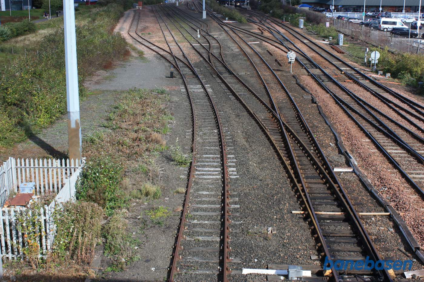 Nærbillede af sporudfletningen til godsbanegården