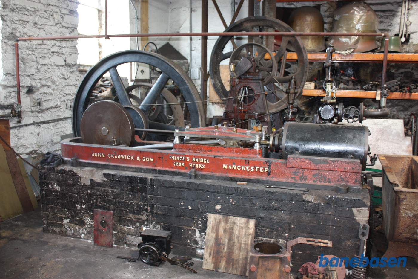 Nærbillede af dampmaskinen