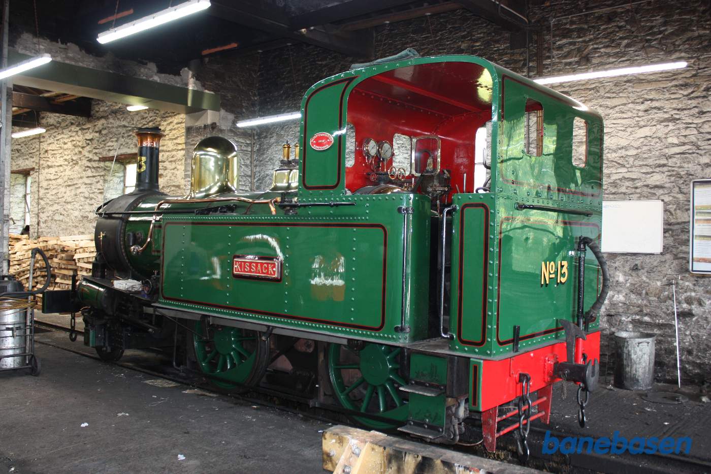 Et grønt damplokomotiv