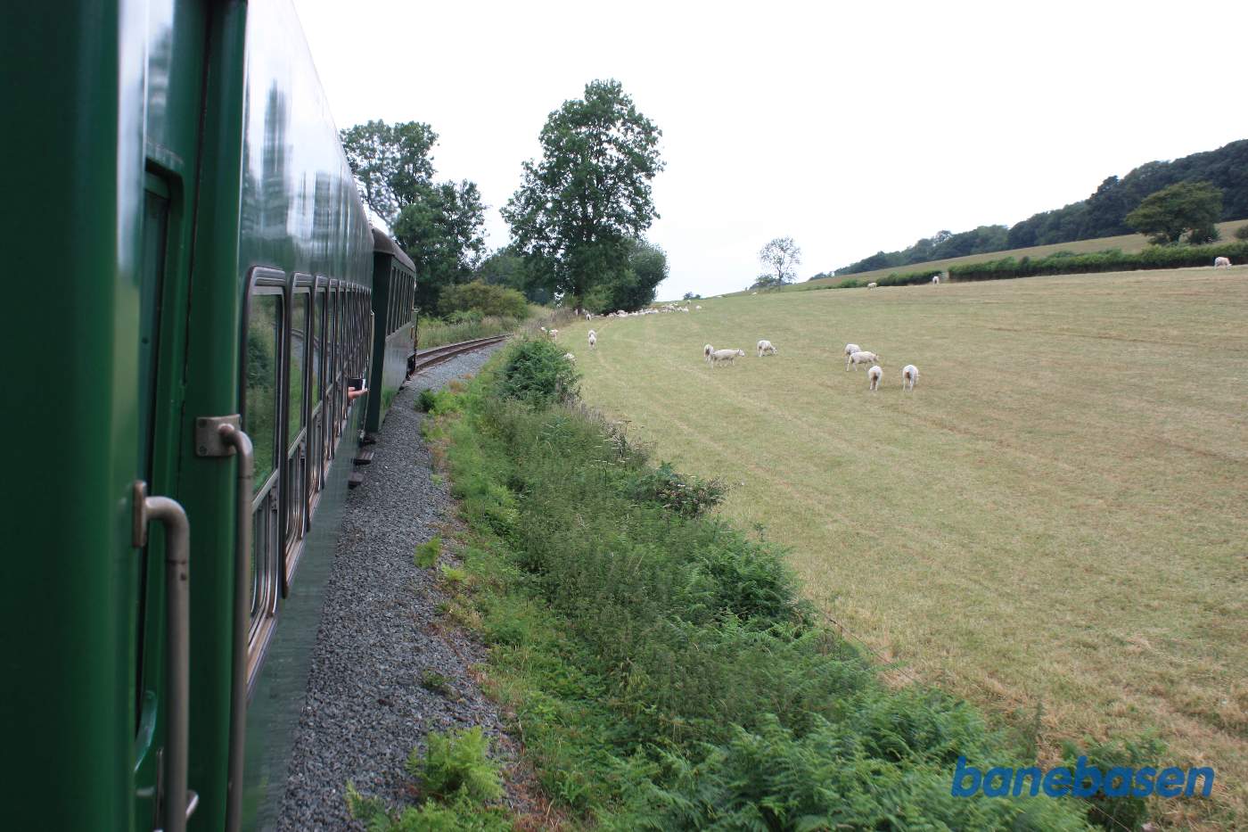 Damptoget på vej ud over markerne
