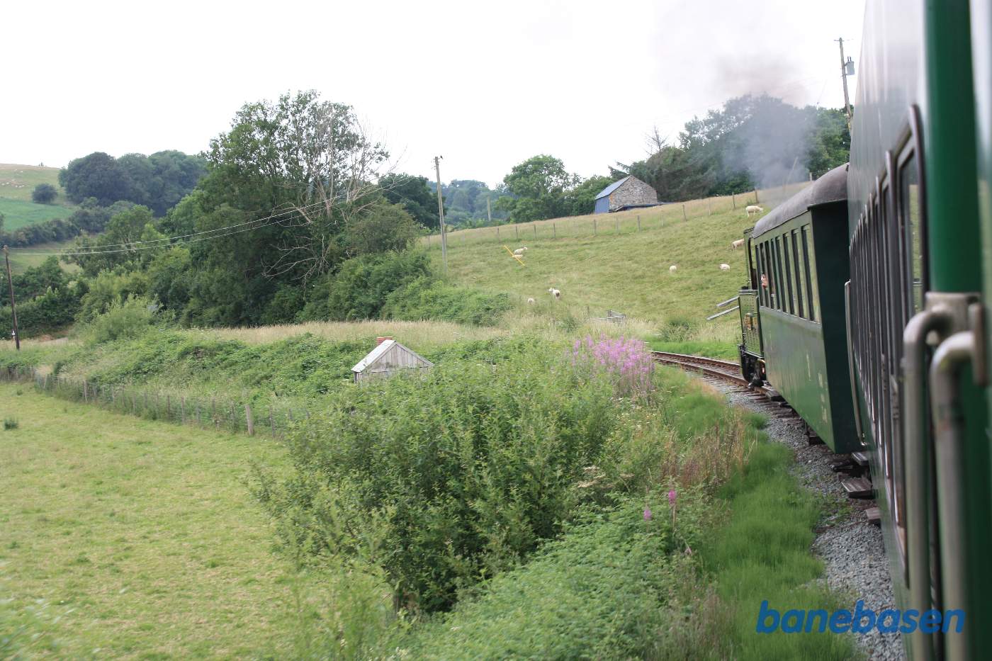 Damptoget på vej ud over markerne