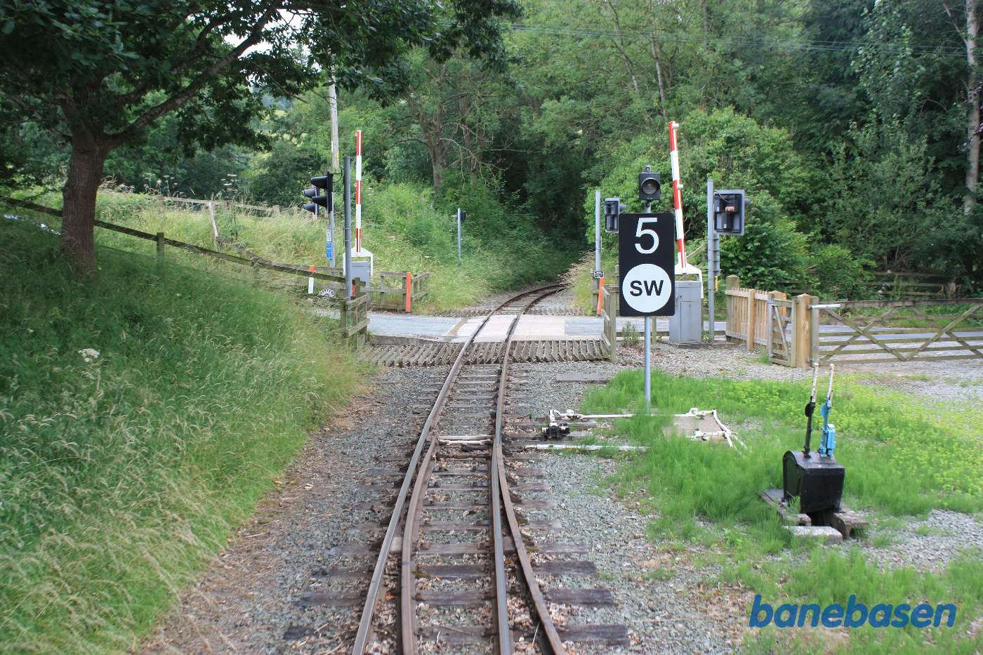 På vej ind på en station, set fra bagperronen af toget