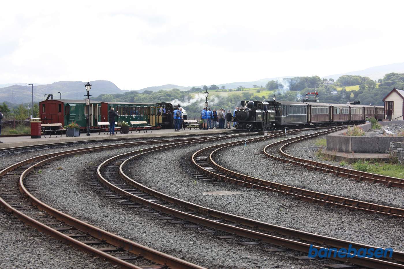 Damptog på vej ind på stationen