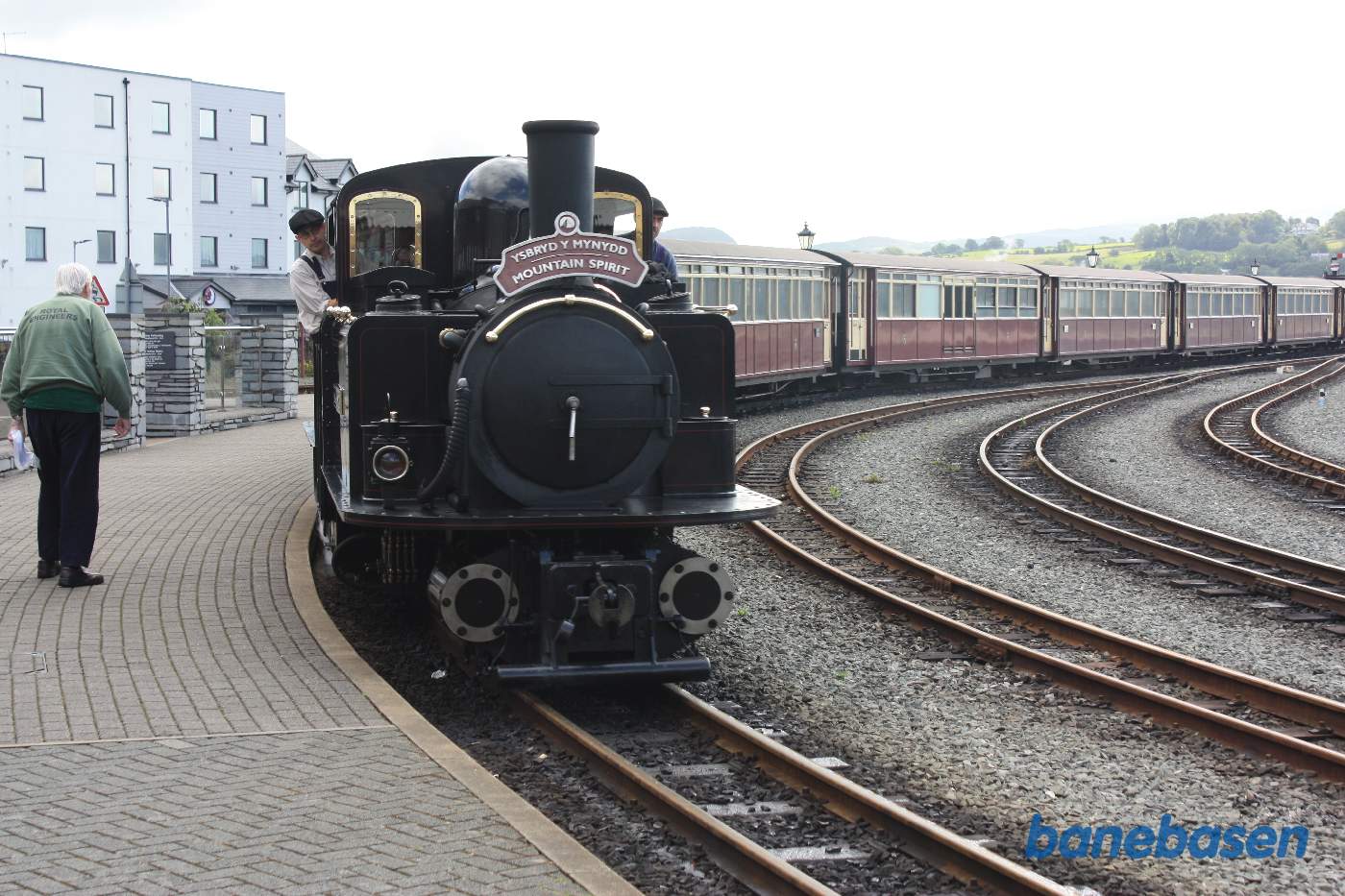 Damptog på vej ind på stationen