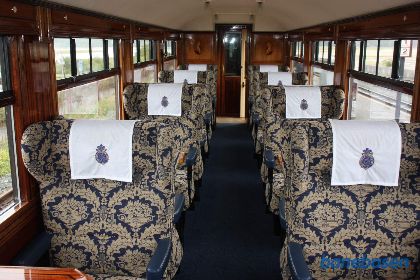 Foto af 1. kl. vognen indefra