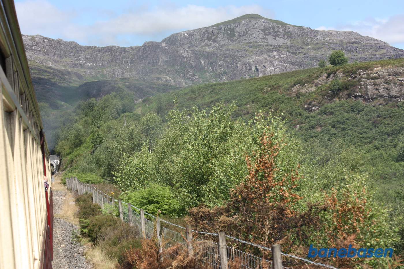 Strækningen mellem Dduallt og Tanygrisiau. Lige før tunnelen