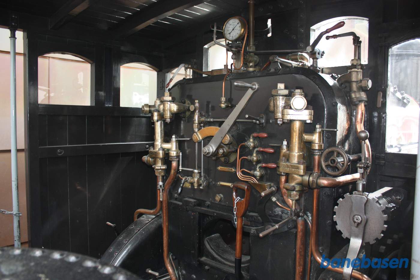 Førerpladsen på damplokomotivet