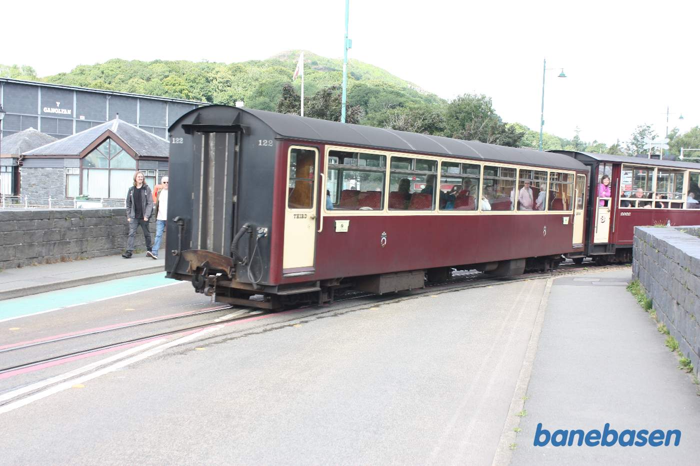 Damptoget til Caernarfon, har passeret broen
