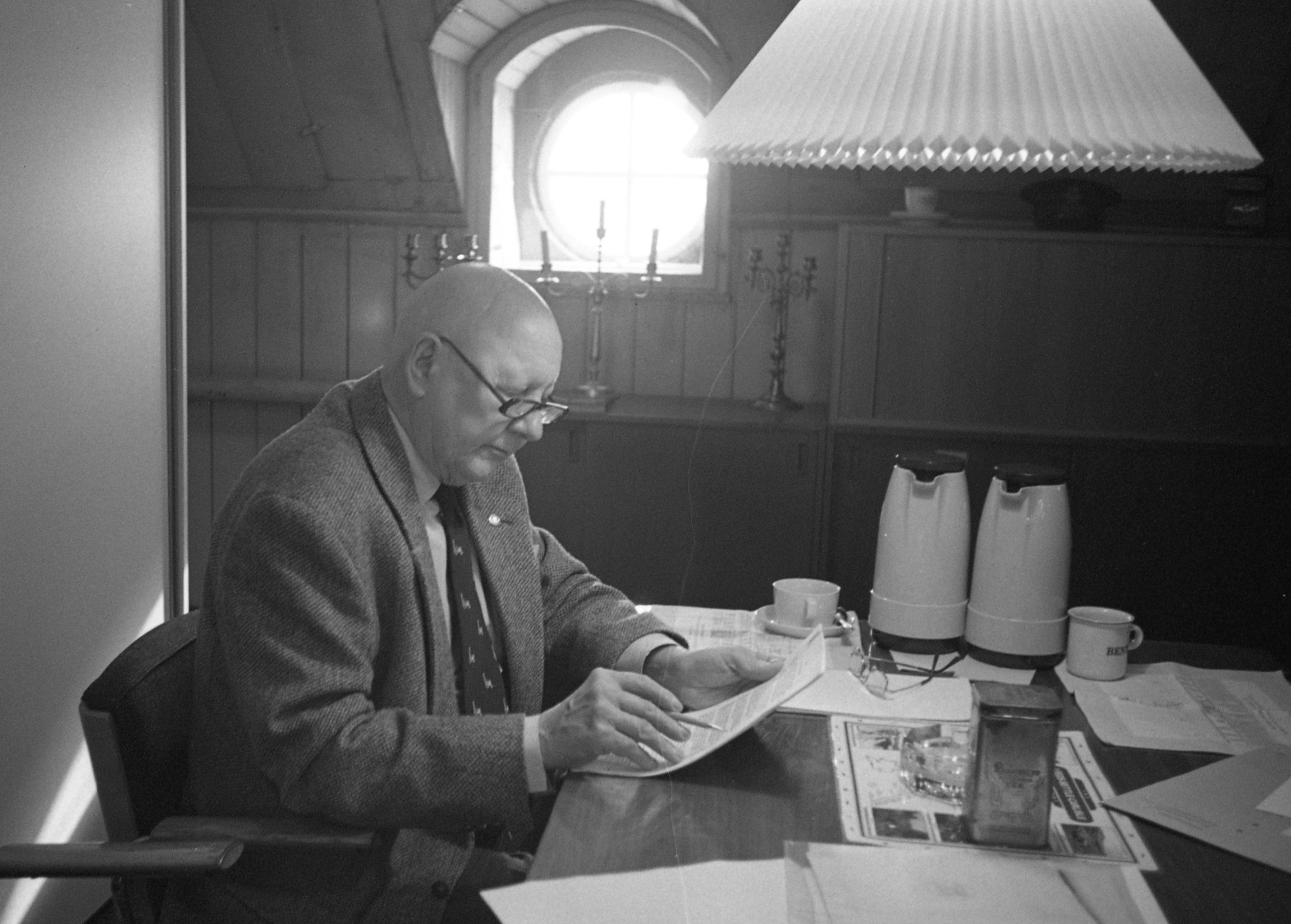 William Dancker-Jensens kontor på Jernbanemuseet, Sølvgade 40, 5. sal, oppe under taget